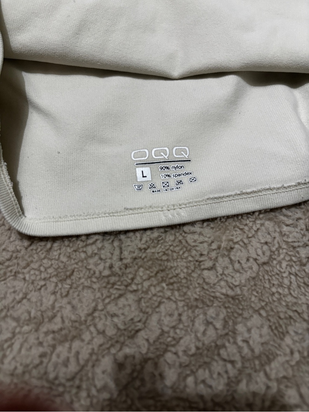 OQQ Beige/Natural Activewear Top - Size L